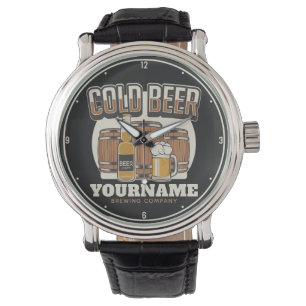 Personalized Cold Beer Oak Barrel Brewery Brewing Watch