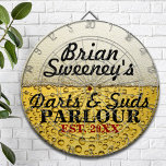 Personalized Cold Brew Dartboard<br><div class="desc">Funny custom beer bubbles and suds dartboard for your family room or game room!</div>