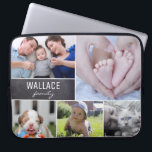 Personalized Collage Family Kids Pets Photo Blocks Laptop Sleeve<br><div class="desc">Personalize your laptop sleeve with your favourite photos of family,  kids,  pets and special memories with this collage design. The chalkboard block adds a  modern touch and font mix selection is perfectly paired for your family name.</div>