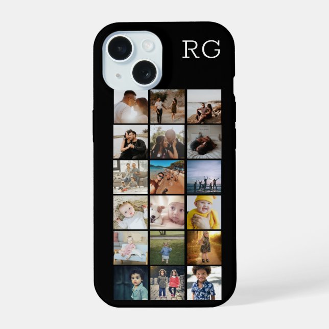 Personalized Collage Make Your Own Unique iPhone 15 Case (Back)