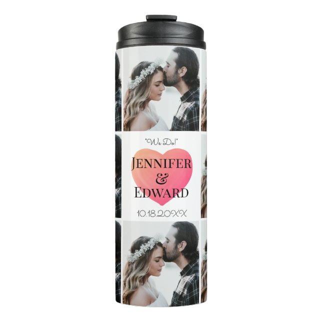 Personalized Collage Wedding Photos Thermal Tumbler (Front)