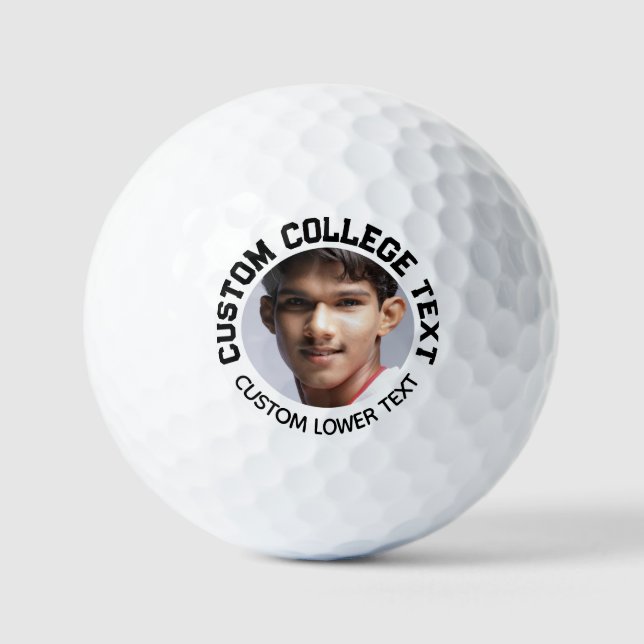 Personalized College Font Text Photo Golf Balls (Front)