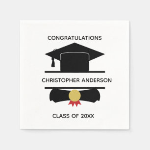 Personalized College Graduation Cap Diploma Napkin