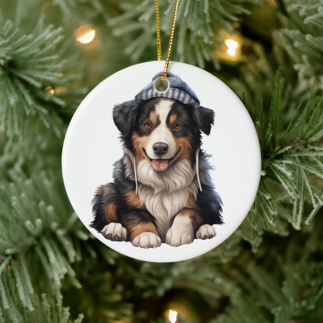 Personalized Collie Dog Ceramic Ornament (Tree)