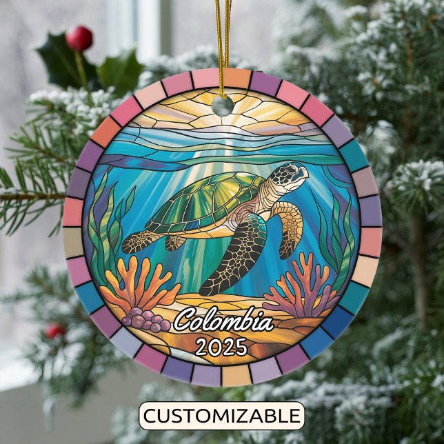 Personalized Colombia Ornament, Sea Turtle Ceramic Ornament (Creator Uploaded)