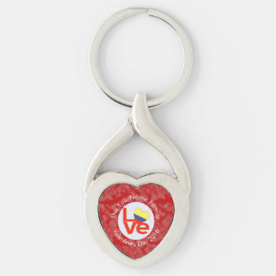 Personalized Colombian Red LOVE Flag Keychain