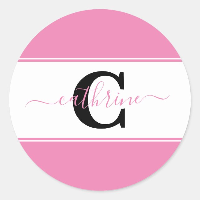 Personalized colorblock  classic round sticker (Front)