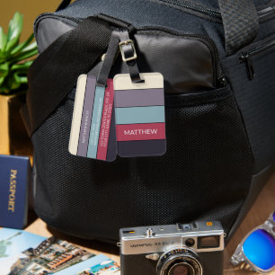 Personalized Colorblock Stripes Lines Art Pattern Luggage Tag