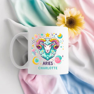 Personalized Colorful Aries Zodiac Astrology Sign Coffee Mug