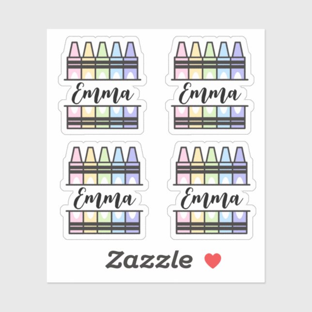 Personalized Colorful Crayon Name Sticker (Feuille)