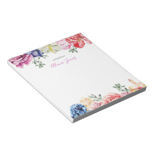 Personalized colorful floral watercolor Notepad
