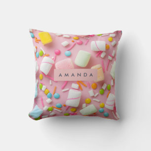 Personalized Colorful Marshmallow Sprinkle Throw Pillow