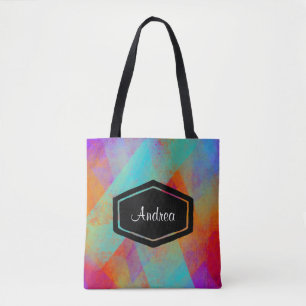 Personalized colorful painted tote bag