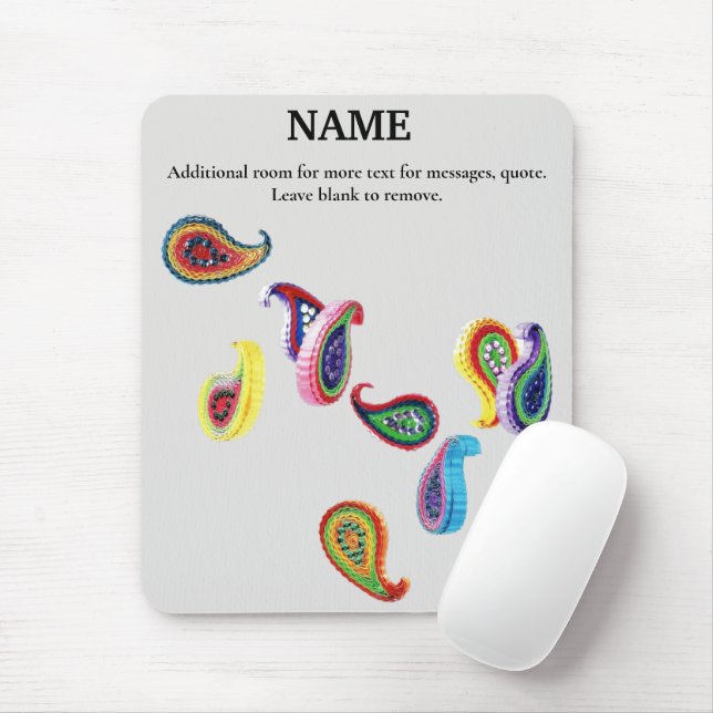 Personalized Colorful Quilled Paisleys Mouse Pad (With Mouse)
