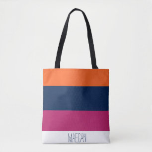 PERSONALIZED COLORFUL STRIPED TOTE
