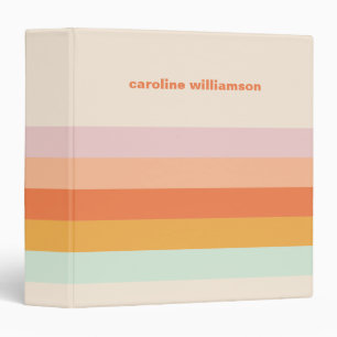 Personalized Colorful Stripes Retro Candy Pastel Binder