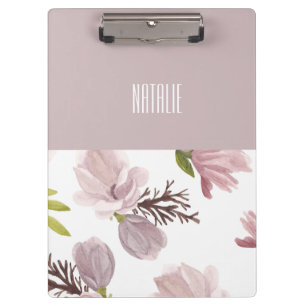 Personalized colour and pattern cute floral pink clipboard