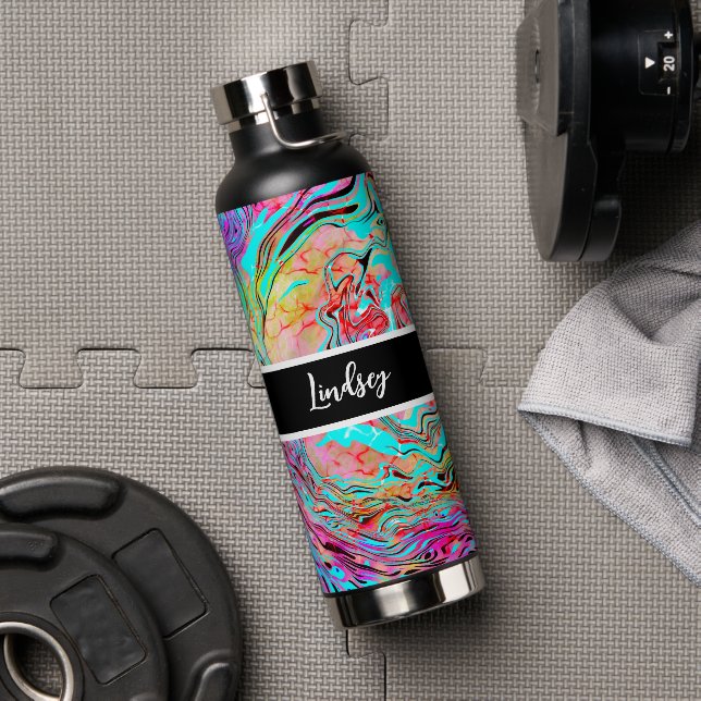 Personalized Colour Burst Fluid Art   Water Bottle (Gym)