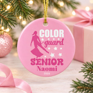Personalized colour guard senior christmas ceramic ornament