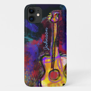 personalized colour guitar painting iPhone 11 case