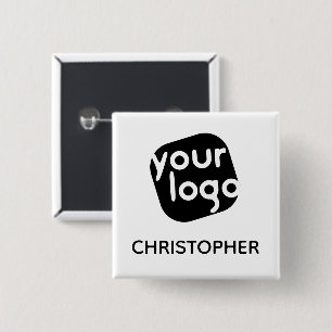 Personalized Colour Modern Add Employee Name & Log 2 Inch Square Button