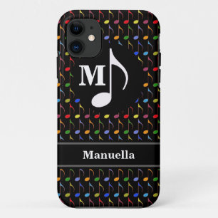 personalized colour music notes on black iPhone 11 case