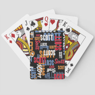 Personalized Colour Name all over Black Playing Cards