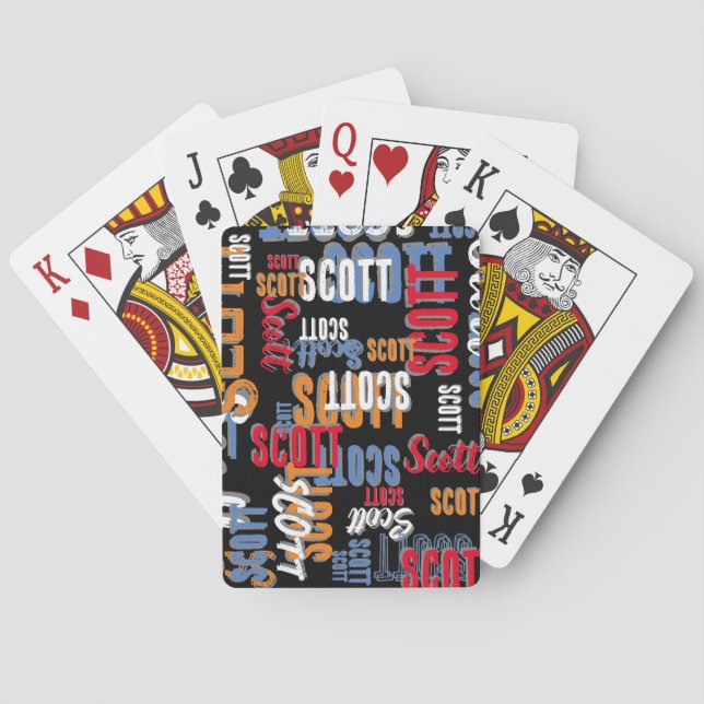 Personalized Colour Name all over Black Playing Cards (Back)