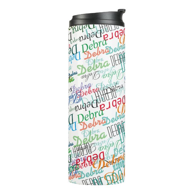 Personalized colour names pattern thermal tumbler (Rotated Left)