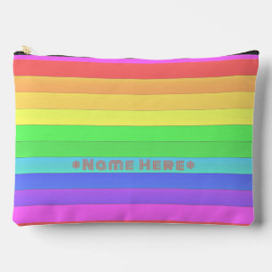 Personalized Colour Rainbow Stripes Cornflower Blu Accessory Pouch