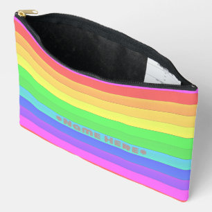 Personalized Colour Rainbow Stripes Ultra Pink Accessory Pouch
