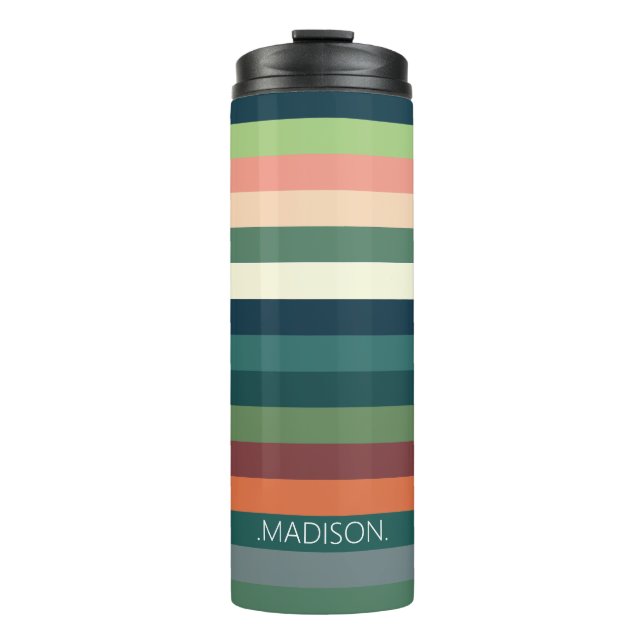 Personalized Colour Stripes  Thermal Tumbler (Front)
