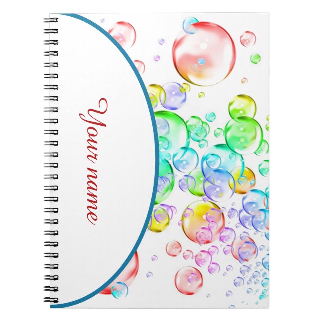 Personalized Coloured Bubbles Notebook (Front)