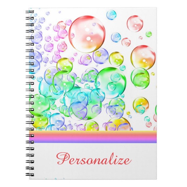Personalized Coloured Bubbles Notebook (Front)