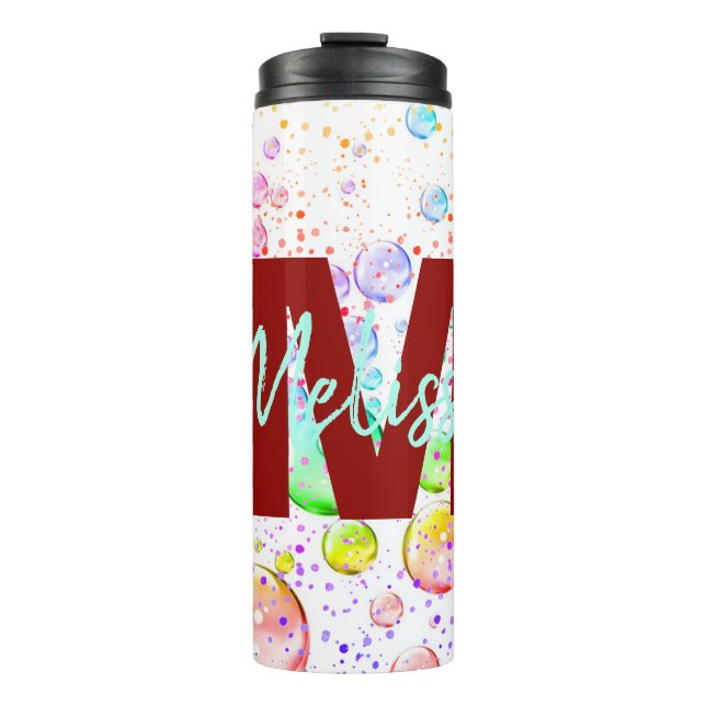 Personalized Coloured Bubbles Thermal Tumbler (Front)