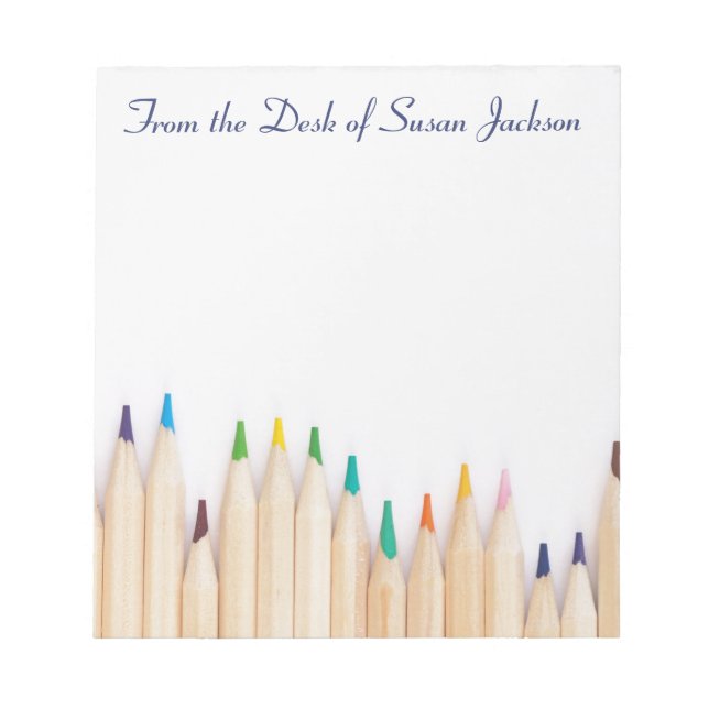 Personalized Coloured Pencils and From the Desk of Notepad (Front)