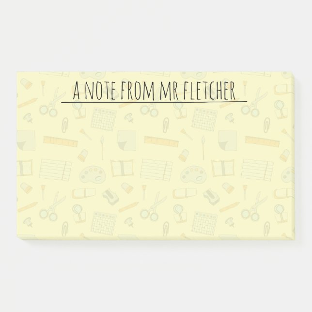 Personalized Coloured School Supplies Pattern Post-it Notes (Front)