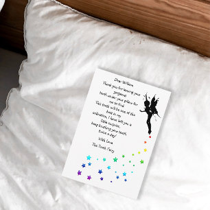 Personalized Coloured Stars Tooth Fairy Thank You Card