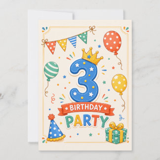 Personalized Colourful 3rd Birthday Party Fun