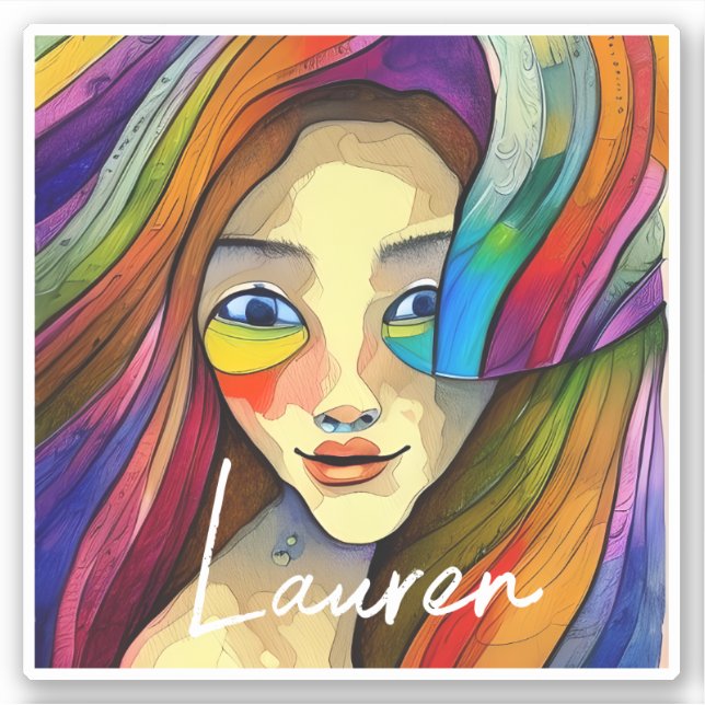 Personalized Colourful Abstract Art Pretty Girl (Front)