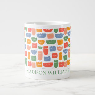 Personalized Colourful Abstract Flowers Retro Large Coffee Mug