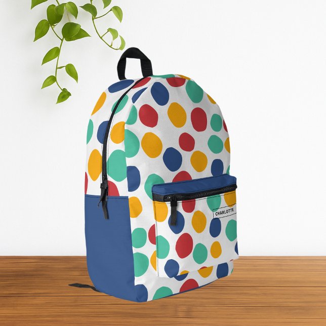 Personalized Colourful Abstract Pattern  Printed Backpack (Colorful Cute Abstract Polka Dots Pattern Backpack)