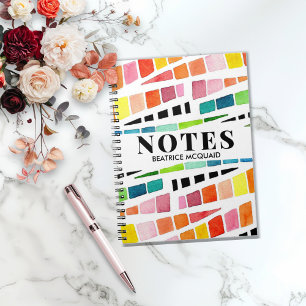 Personalized Colourful Abstract Watercolor Pattern Notebook