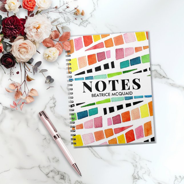 Personalized Colourful Abstract Watercolor Pattern Notebook (Personalized Vibrant Watercolor Notebook
)