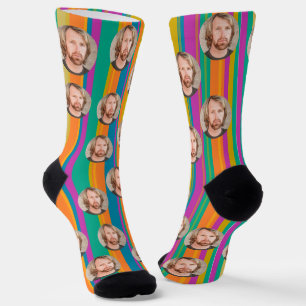 Personalized colourful and funny photo pattern socks