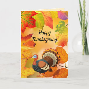Personalized - Colourful Autumn / Fall Turkey Card