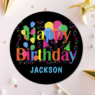 Personalized Colourful Balloons HAPPY BIRTHDAY Paper Plate
