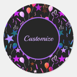Personalized Colourful Balloons & Stars Stickers