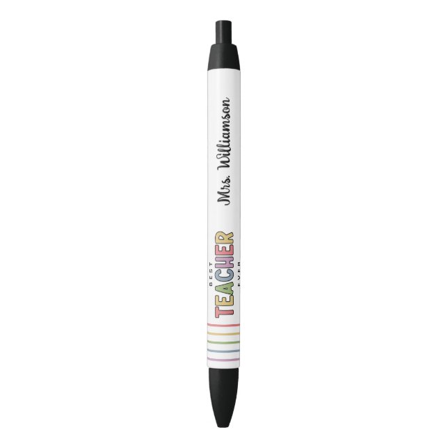 Personalized Colourful Best Teacher Appreciation Black Ink Pen (Front Vertical)