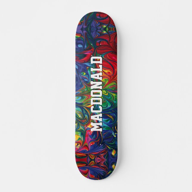 Personalized Colourful Blue Abstract Skateboard (Front)